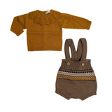 WEDOBLE Baby-Mädchen-Strampler-Set aus brauner Wolle I2308305J