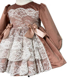 Langärmliges Samtkleid mit blauem Culotte für Baby-Mädchen MIMOSA NARCISO