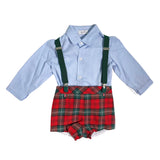 Completo Con Salopette Scozzese E Camicia Bambino YOEDU 1851