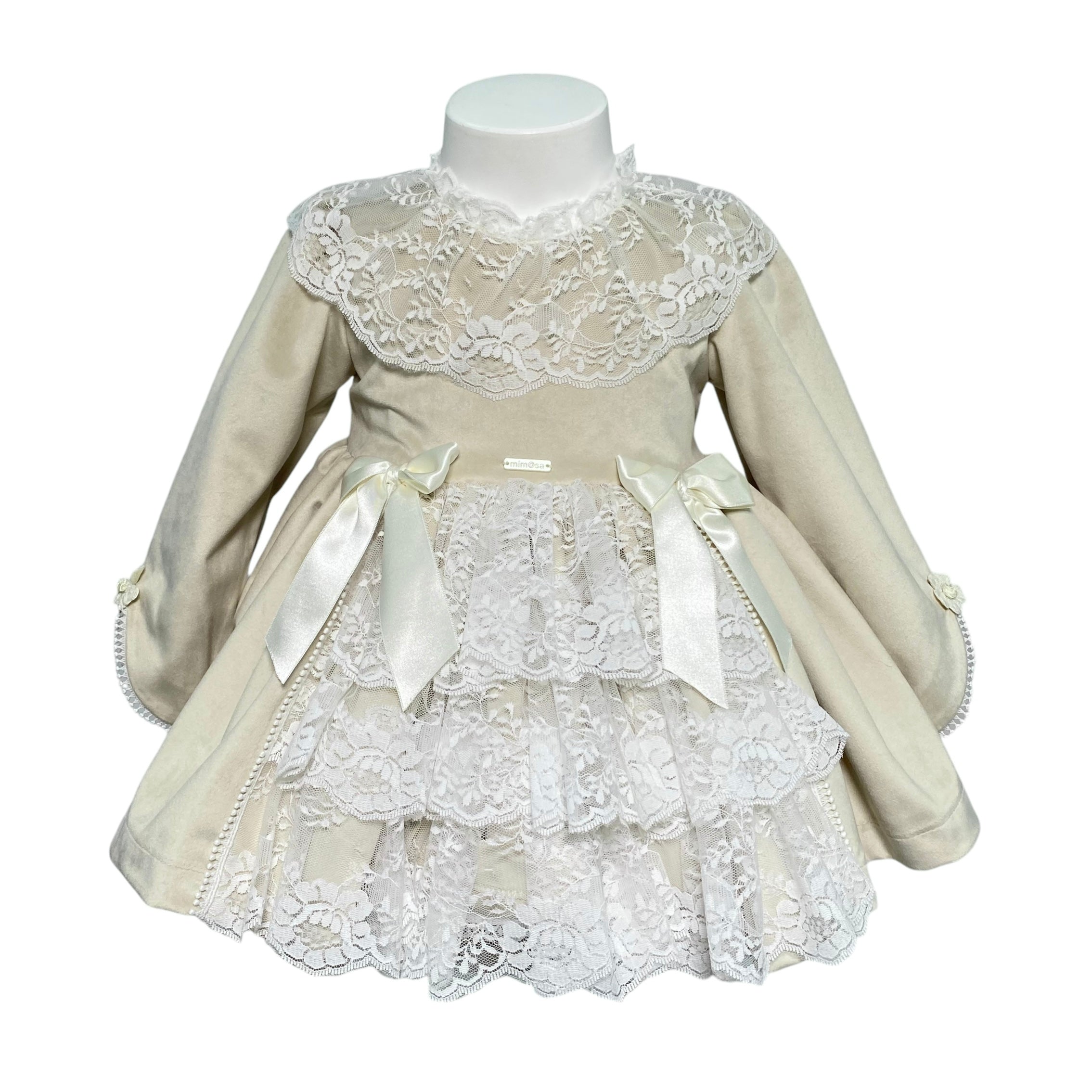 Langärmliges Samtkleid mit blauem Culotte für Baby-Mädchen MIMOSA NARCISO