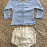 Completino Manica Lunga In Filo Con Culotte In Cotone Celeste Neonati GRANLEI 254