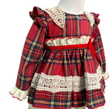 Elegantes, ausgestelltes Langarm-Schottenkleid für Baby-Mädchen LA AMAPOLA 0040