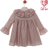 Abito Svasato in Vichy In Caldo Cotone Bambina DEL SUR 5189