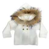 Cappottino Con Cappuccio e Pelliccia Neonati Valentina Bebè MEK12