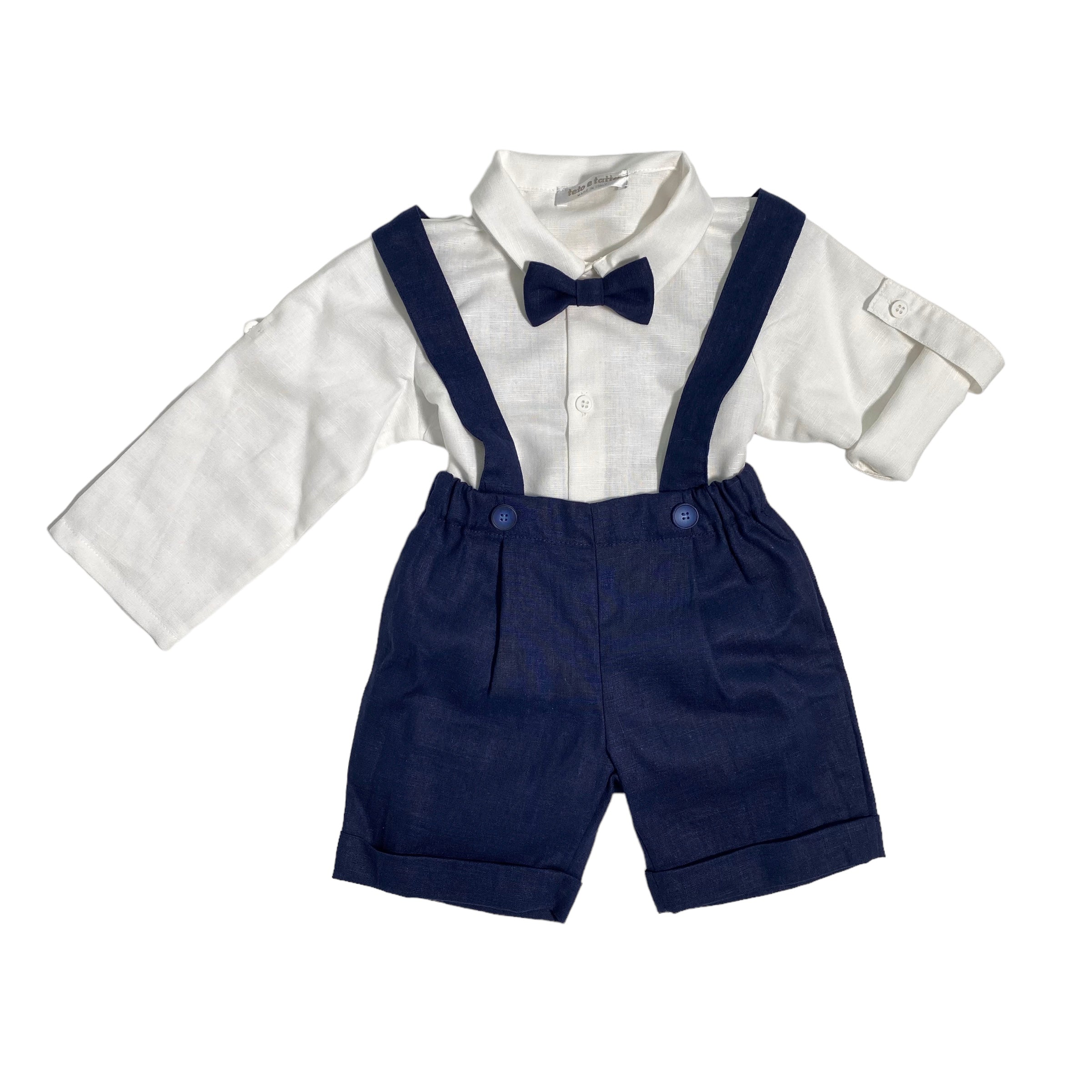 Completo Con Salopette In Lino Neonato TETO E TATTA CB6260