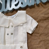 Completo Elegante Con Camicia E Salopette In Lino Neonato PONTO POR PONTO 6505