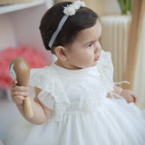 Abito Elegante Mezza Manica In Tulle E Pizzo Neonata LA SARTORIA DEI PICCOLI L036