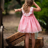 Abito Elegante Smanicato In Tulle Ricamato Neonata MIMOSA DUENDE