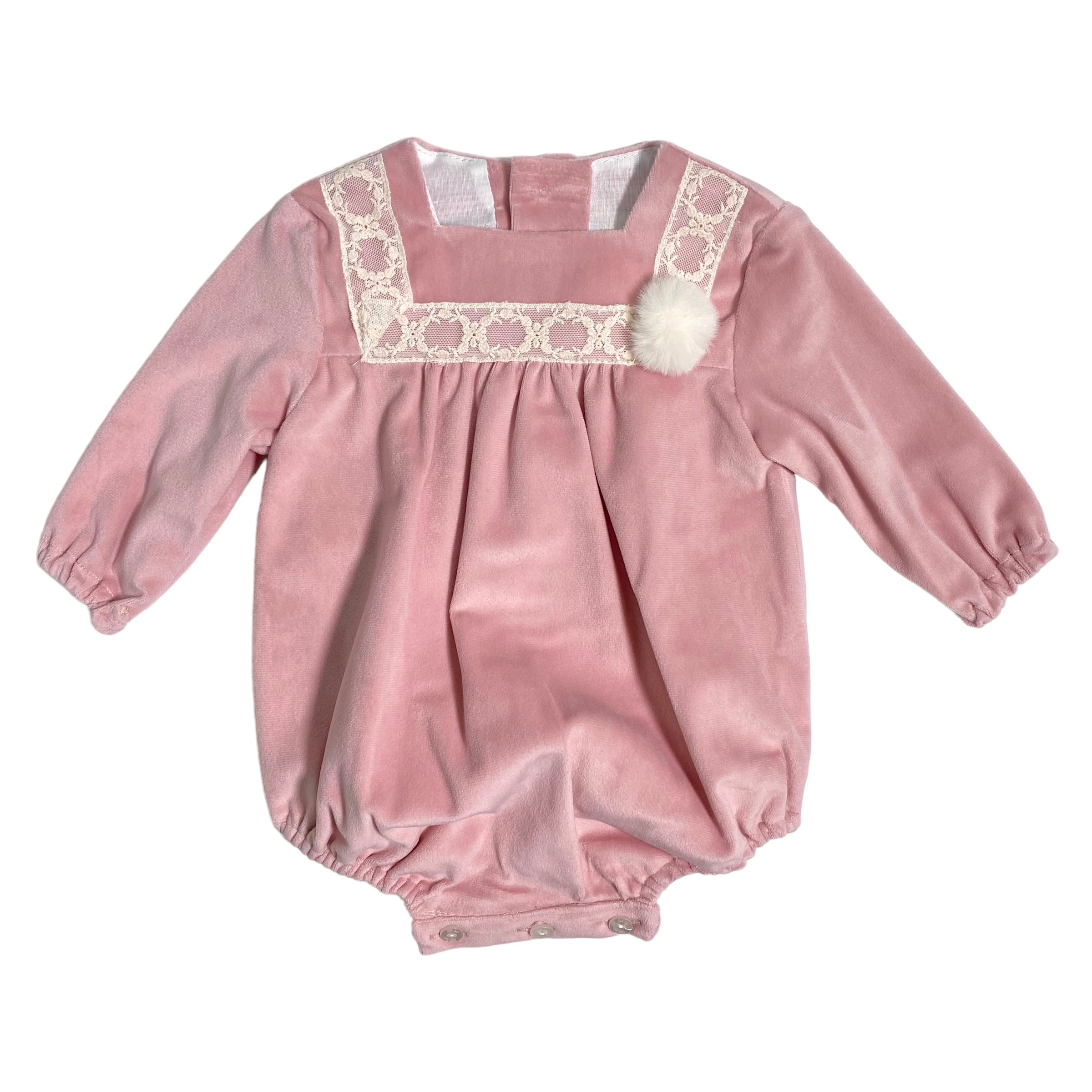 DEL SUR 1938 Langarm-Strampler aus Samt für Neugeborene