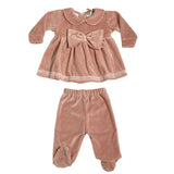 Tutina Spezzata In Ciniglia Con Fiocco Neonata BEBE' MARGO' B046TS