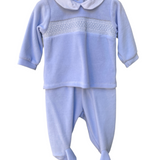 Tutina Spezzata In Ciniglia Celeste Neonato BABIDU 57003