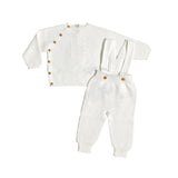 Set mit langen Latzhosen aus warmer Bio-Baumwolle für Neugeborene WEDOBLE I2301322B