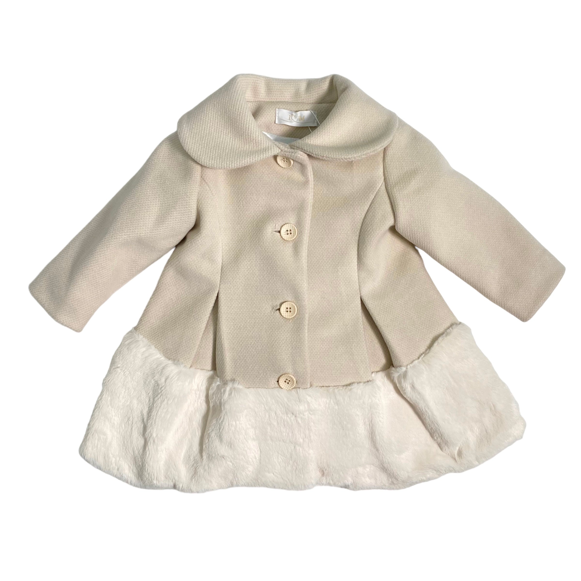 Cappotto Svasato In Panno Ed Ecopelliccia Con Collo Tondo Neonata ISABEL F591