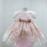 Abito Elegante Smanicato In Pizzo Neonata MIMOSA MIA FLOR