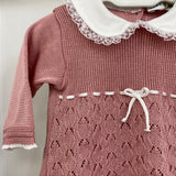 Tutina Spezzata In Filo Rosa Antico Neonata BEBE' MARGO' B03241
