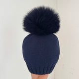 Cappello In Misto Lana Liscio Con Pom Pon In Volpe Bambino/a FURFANTE CT2102VA