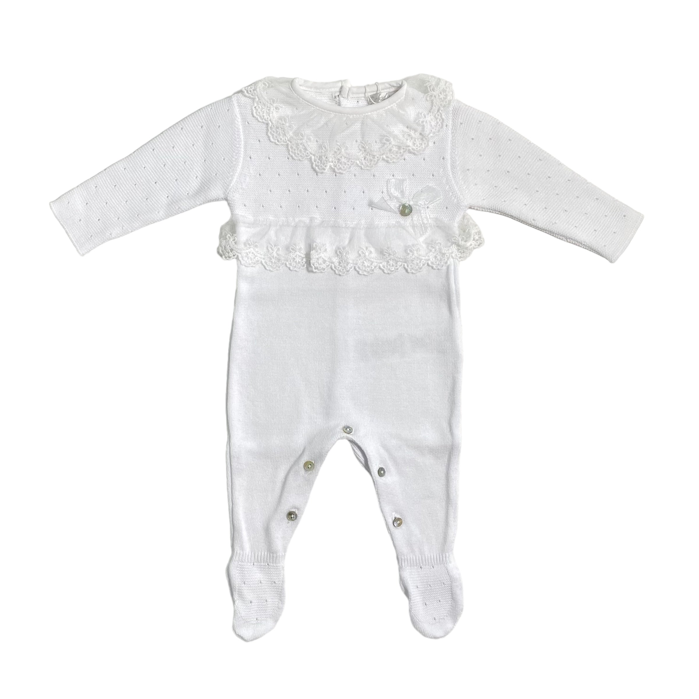 Tutina Intera In Filo Di Cotone Con Pizzo Neonata DR KID DK111