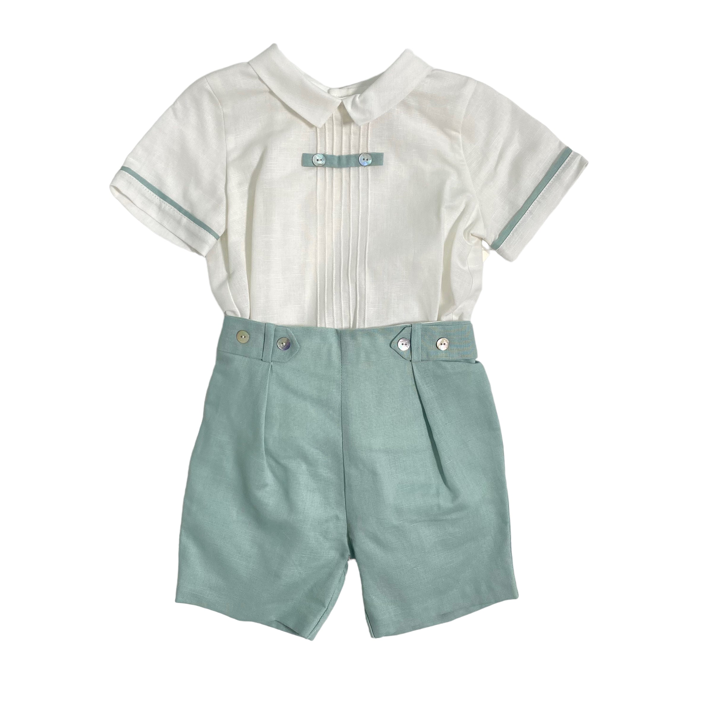 Completo Corto Elegante In Lino Con Bermuda Bambino PONTO POR PONTO 6132