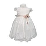 Abito Elegante Battesimale Mezza Manica In Tulle Ricamato Neonata MIMILU' 1391