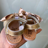 Sandali Primi Passi Minorchine Glitter con Fiocco in Raso Bambina INDICE 300G