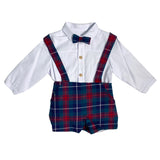 DEL SUR 1871 Baby-Jungenanzug mit Tartan-Latzhose und Hemd