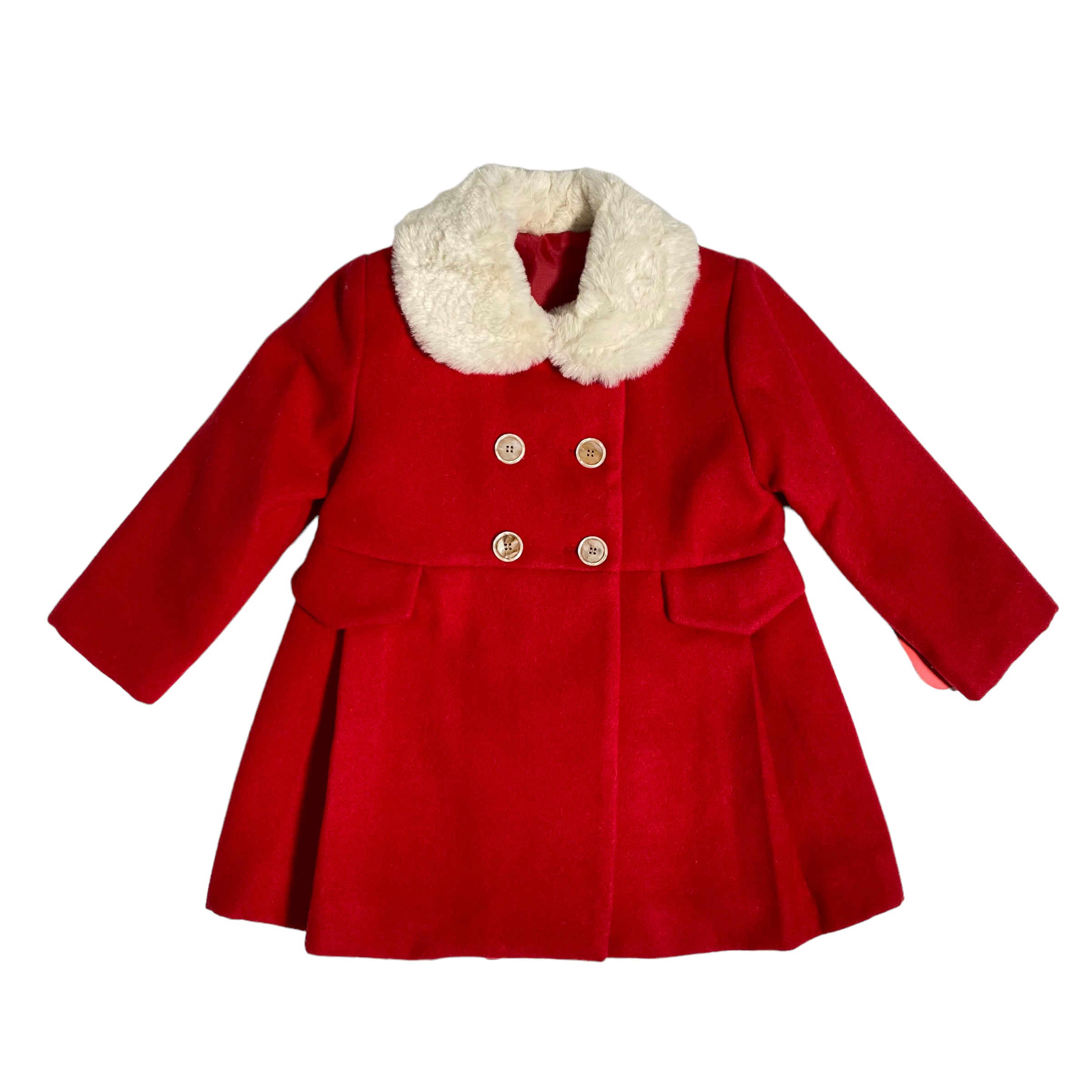 Cappotto Svasato Doppiopetto In Panno Con Collo In Ecopelliccia Bambina DEL SUR 4992