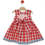 Abito Smanicato In Cotone Fantasia Quadri  Bambina DEL SUR 0564