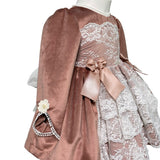 Langärmliges Samtkleid mit blauem Culotte für Baby-Mädchen MIMOSA NARCISO