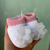 Calzino Scarpetta In Filo Di Cotone Con Petali Neonata I DELFI 2346G