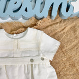 Pagliaccetto Elegante Mezza Manica In Lino Neonato/a PONTO POR PONTO 6556