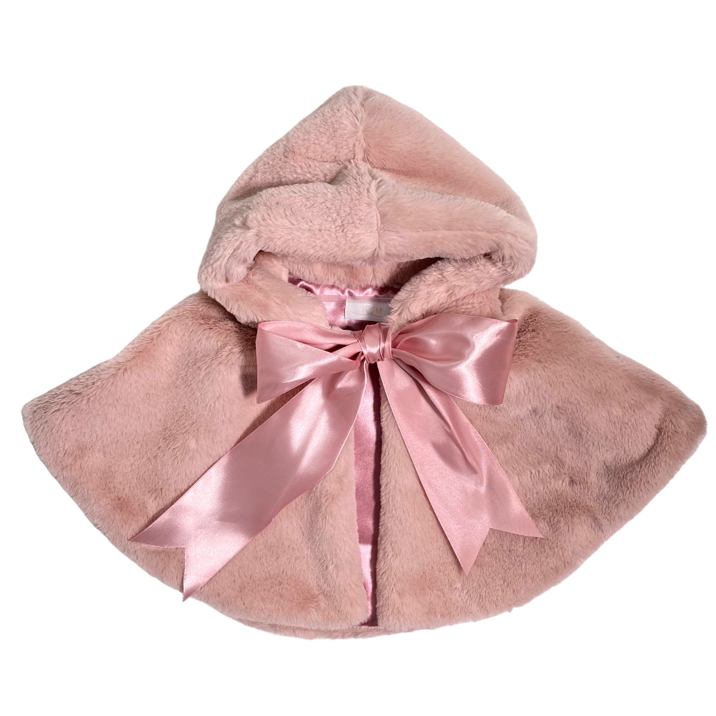 Eleganter Umhang mit Kapuze aus Kunstfell und Satinschleife für Babys ISABEL F593
