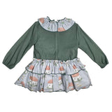 Abito Manica Lunga In Velluto E Fantasia Stampata Bambina DEL SUR 5190