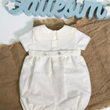 Pagliaccetto Elegante Mezza Manica In Lino Neonato/a PONTO POR PONTO 6556