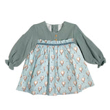 Abito Svasato Manica Lunga In Caldo Cotone Fantasia Mongolfiere Neonata DEL SUR 5141