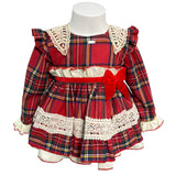 Elegantes, ausgestelltes Langarm-Schottenkleid für Baby-Mädchen LA AMAPOLA 0040
