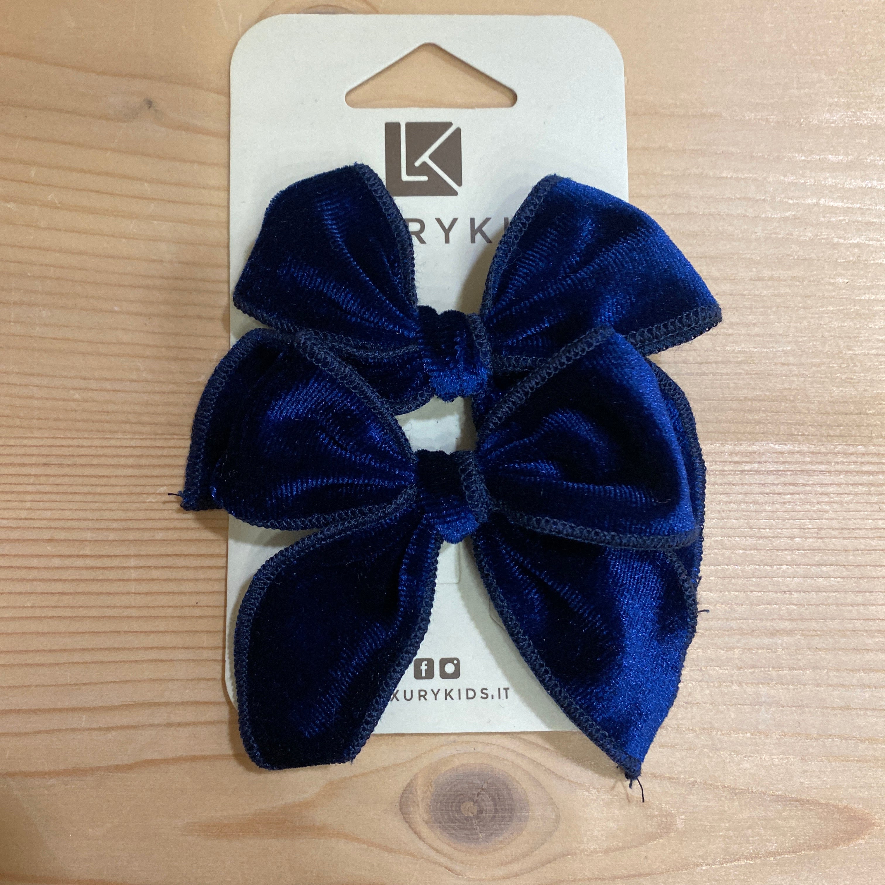 Coppia di fermagli con Fiocco In Velluto Neonata LUX2