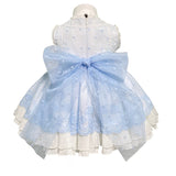 Abito Elegante Smanicato In Tulle Ricamato E Pizzo Celeste Bambina MIMOSA ARTEMISA
