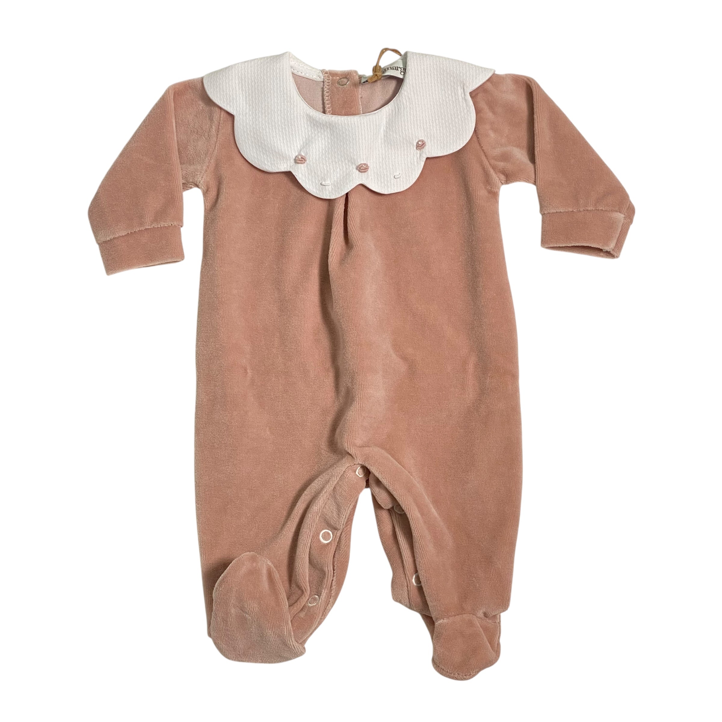 Tutina Intera In Ciniglia Ricamata Neonata BEBE' MARGO' B045T