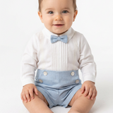 Completo Elegante In Caldo Cotone Con Camicia e Bermuda Neonato PONTO POR PONTO 6621