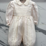 Elegant Baptismal Romper in Silk Newborn / PICCOLA GIUGGIOLA NAZARIO
