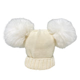 Cappello In Misto Lana Con Doppio Pom Pon In Ecopelliccia Neonato/a FURFANTE CT0122A