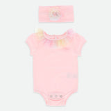 Set aus elegantem Body und weißem Baumwoll-Stirnband ANGEL'S FACE CLEMENTINE