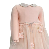 Abito Svasato Manica Lunga Elegante In Lana E Tulle Neonata BIMBALO' 6734