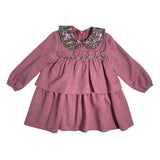 Abito Svasato Manica Lunga A Balze In Caldo Cotone Bambina DEL SUR 5189