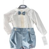 Completo Elegante In Velluto Con Camicia e Bermuda Neonato PONTO POR PONTO 6634