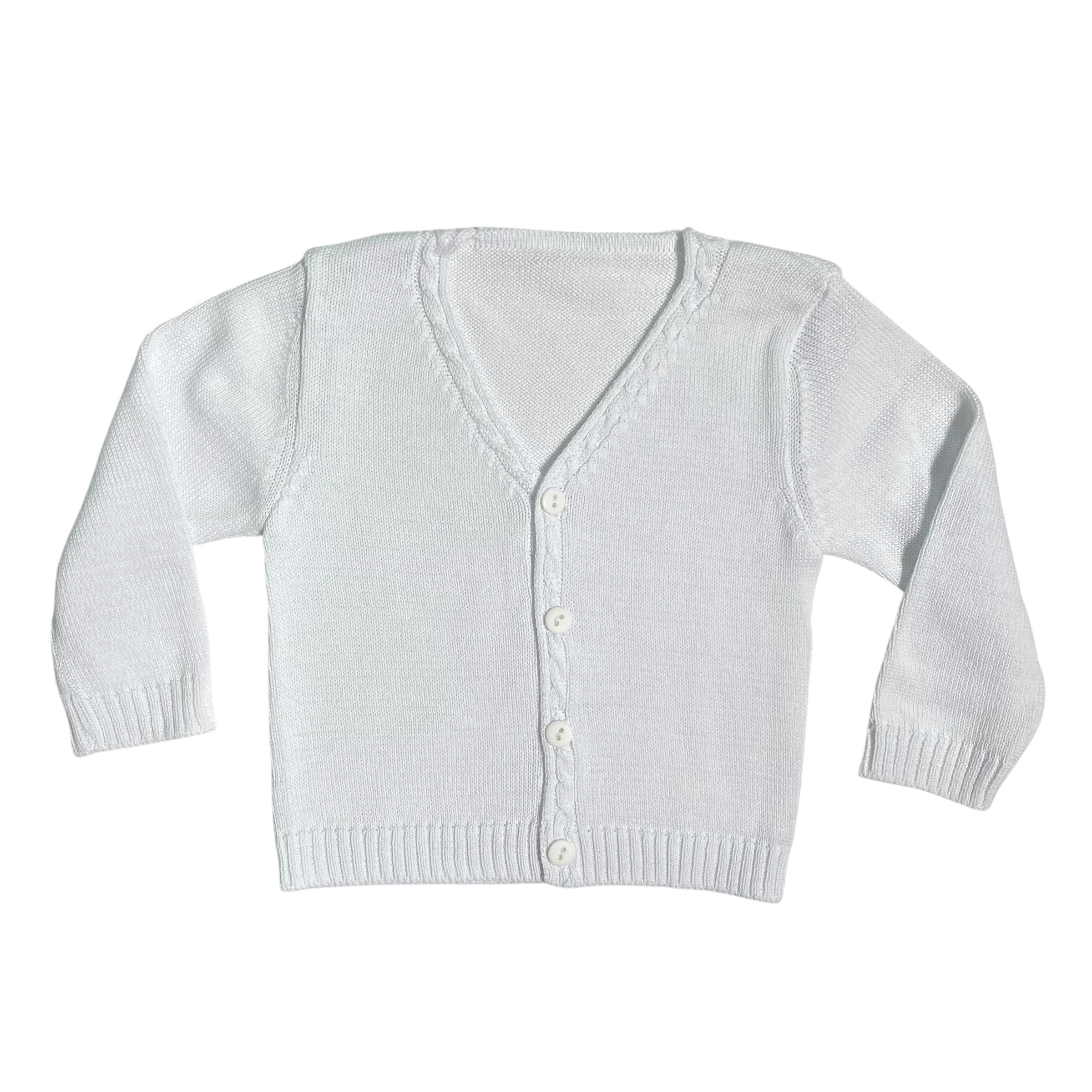 Cardigan In Filo Di Cotone Con Treccia Neonato PONTO POR PONTO 765