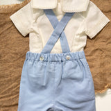 Completo Elegante Con Camicia E Salopette In Lino Neonato PONTO POR PONTO 6505