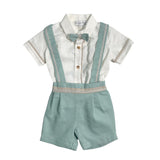 Completo Corto Elegante In Lino Con Bretrelle E Bermuda Bambino PONTO POR PONTO 6136
