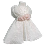 Abito Smanicato Elegante Battesimale In Pizzo Neonata ISABEL B16