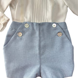 Completo Elegante In Caldo Cotone Con Camicia e Bermuda Neonato PONTO POR PONTO 6621